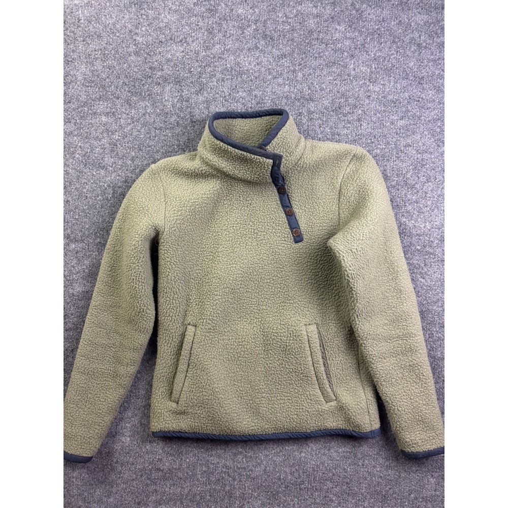 Tentree‎ Fleece Pullover Womens XS Green Snap Button Sherpa Sweater
